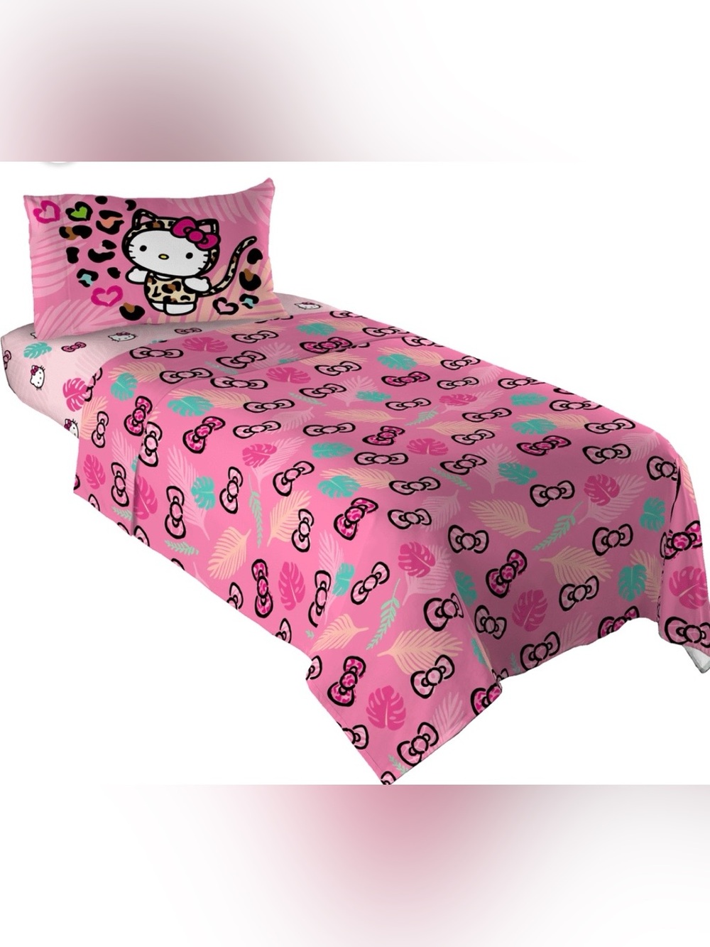 Hello Kitty Pink Leaf & Bow Kids Sheet Set